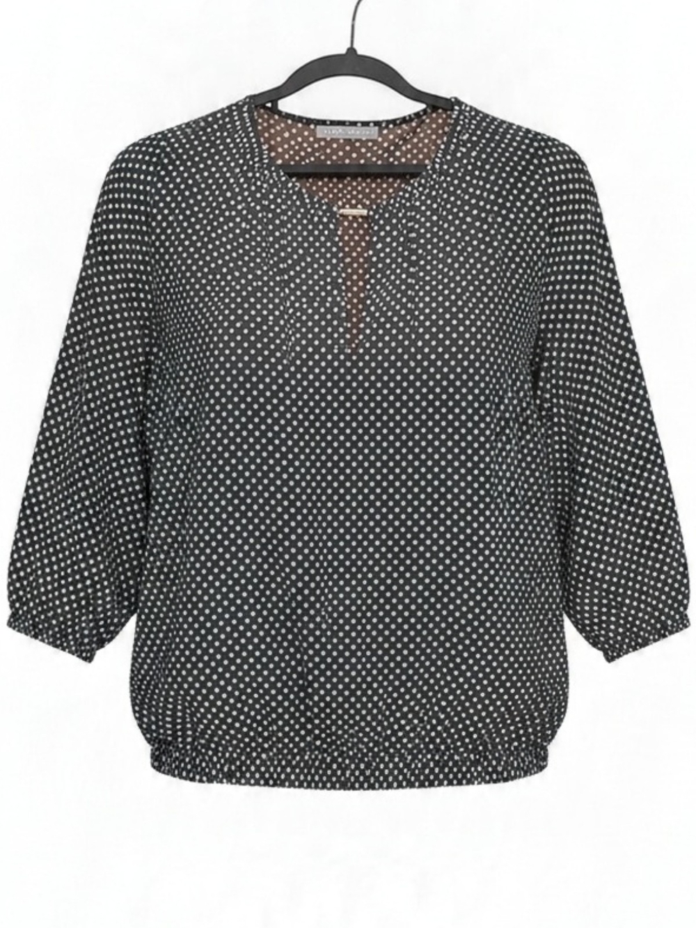 Zac & Rachel Black Blouse with White Polka Dots